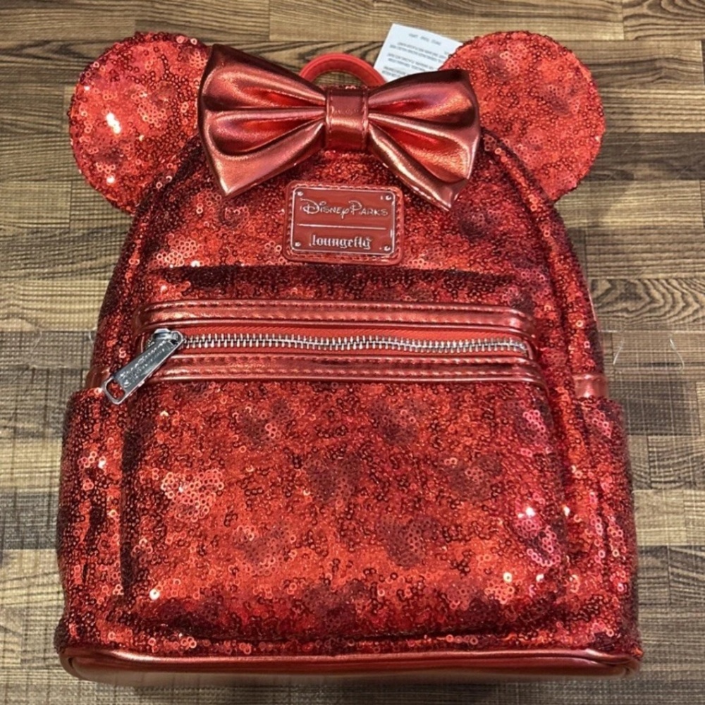 NWT Minnie Mouse Loungefly Disney Parks Red Sequin Mini Backpack